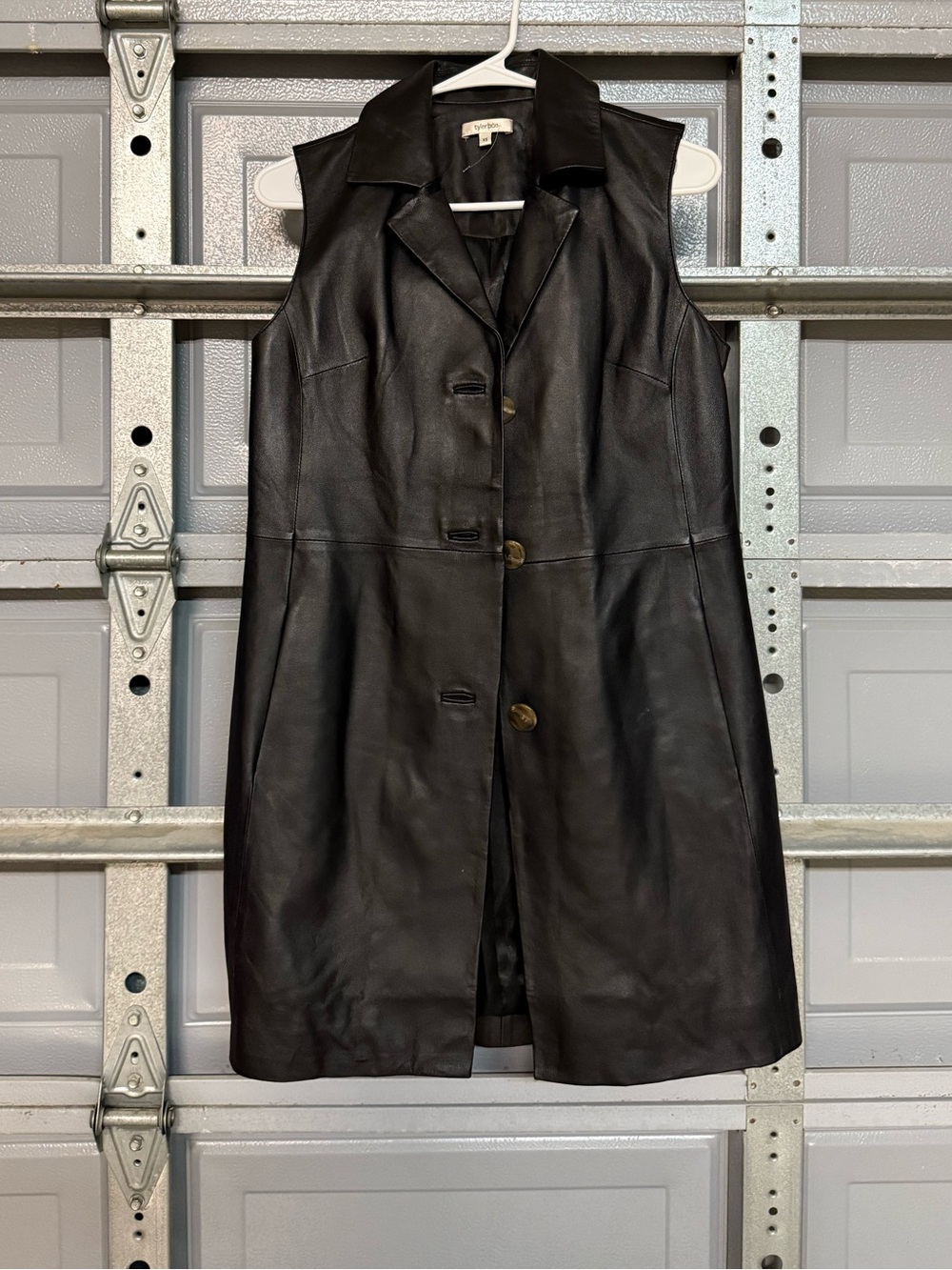 Tyler Boe Black Leather Sleeveless Long Vest